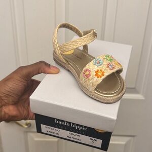 Haute Hippie Kids Beige Sandals with Floral Accents